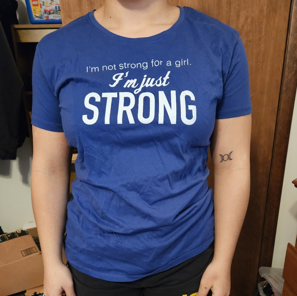 blue inspirational t-shirt women's size large